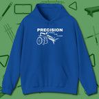 Precision from the Chair Wheelchair Hoodie, front view, in Royal an extension of your pool persona