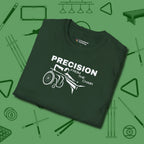 Precision from the Chair Wheelchair T-Shirt, folded view, in Forest Green perfect for players with quiet fire