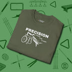 Precision from the Chair Wheelchair T-Shirt, folded view, in Military Green where cue control meets personal style