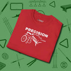 Precision from the Chair Wheelchair T-Shirt, folded view, in Red an extension of your pool persona