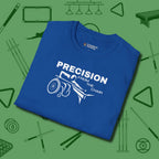 Precision from the Chair Wheelchair T-Shirt, folded view, in Royal the official uniform of the after-hours crew