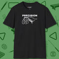 Precision from the Chair Wheelchair T-Shirt, front view, in Black dress for the shot you want to take