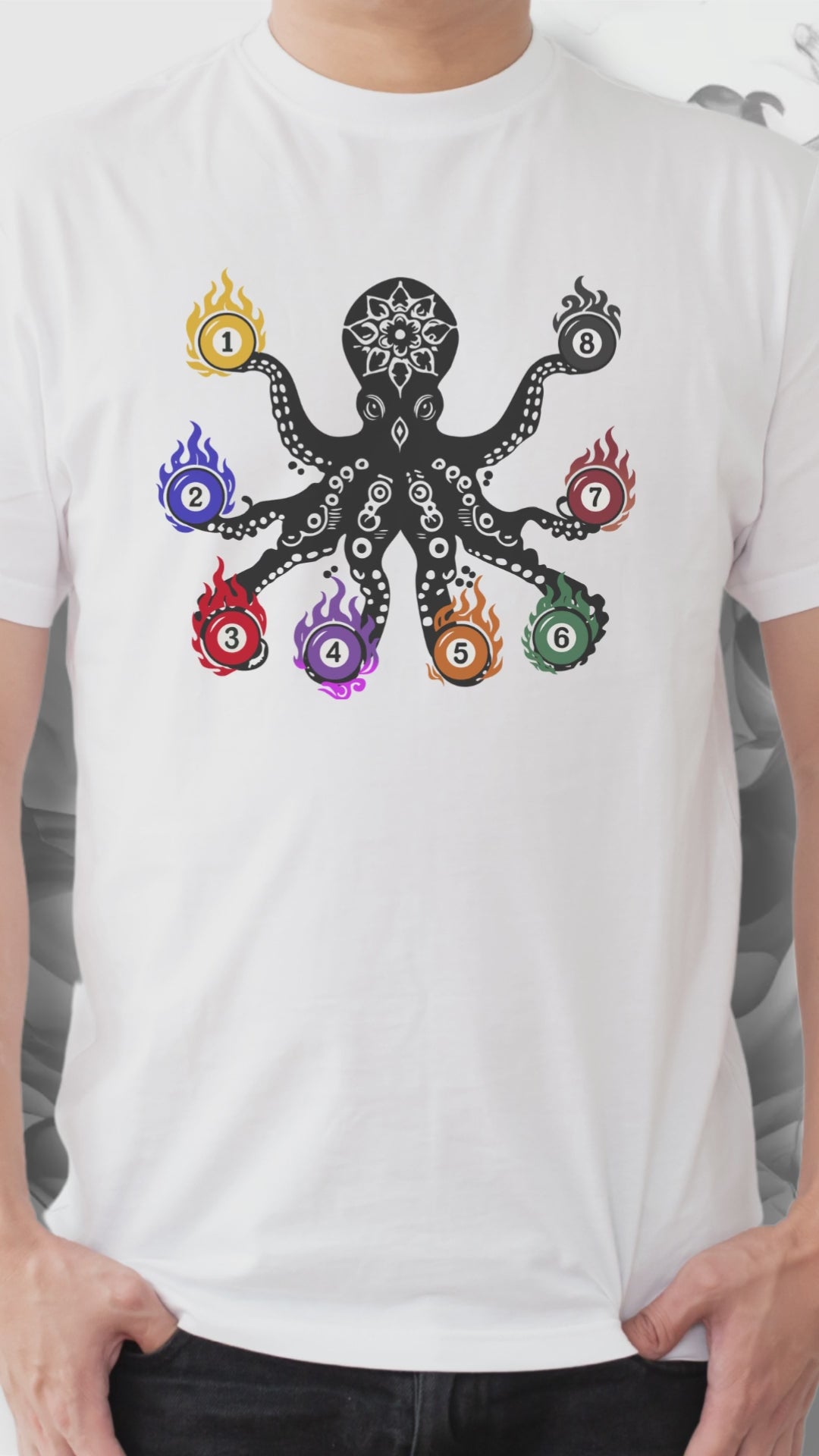 Stripe and Solids Octopus Billiards T-Shirt