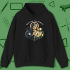 Queen of Two Worlds Billiards Hoodie, in Black color, pool hoodie, front view