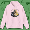 Queen of Two Worlds Billiards Hoodie, in Light Pink color, pool hoodie, front view