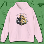 Queen of Two Worlds Billiards Hoodie, in Light Pink color, pool hoodie, front view