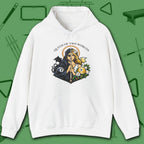 Queen of Two Worlds Billiards Hoodie, in White color, pool hoodie, front view