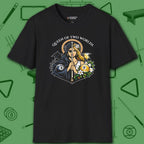 Queen of Two Worlds Billiards T-Shirt, in Black color, pool shirt, front view