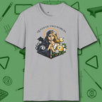 Queen of Two Worlds Billiards T-Shirt, in Sport Grey color, pool shirt, front view
