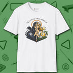 Queen of Two Worlds Billiards T-Shirt, in White color, pool shirt, front view