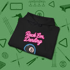 Rack ’Em Darling Hoodie, folded view, in Black cue up respect every time you wear it