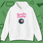 Rack ’Em Darling Hoodie, front view, in White as serious as your stroke