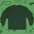 Rack ’Em Darling Long Sleeve Tee, in Forest Green color, billiards shirt, back view