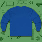Rack ’Em Darling Long Sleeve Tee, in Royal color, billiards shirt, back view