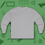 Rack ’Em Darling Long Sleeve Tee, in Sport Grey color, billiards shirt, back view