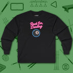 Rack ’Em Darling Long Sleeve Tee, in Black color, billiards shirt, front view