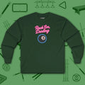 Rack ’Em Darling Long Sleeve Tee, in Forest Green color, billiards shirt, front view