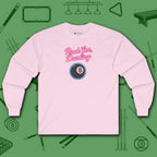 Rack ’Em Darling Long Sleeve Tee, in Light Pink color, billiards shirt, front view