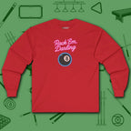 Rack ’Em Darling Long Sleeve Tee, in Red color, billiards shirt, front view