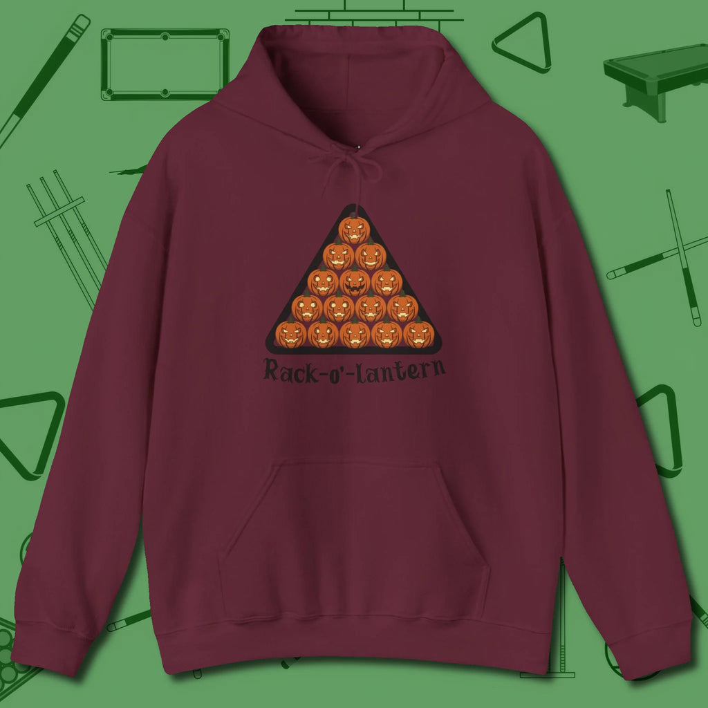 Rack O Lantern Hoodie, front view, in Maroon for players who live the game