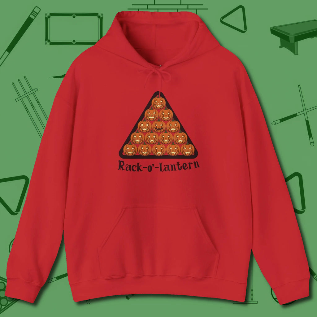Rack O Lantern Hoodie, front view, in Red for players who live the game