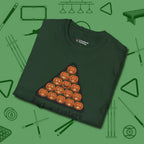Rack-O'-Lantern T-Shirt, folded view, in Forest Green the official uniform of the after-hours crew