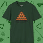 Rack-O'-Lantern T-Shirt, front view, in Forest Green smart enough for the felt and the street