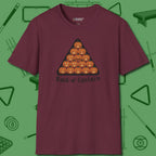 Rack-O'-Lantern T-Shirt, front view, in Maroon the shirt that plays position