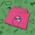 Rack Obsessed Hoodie, in Heliconia color, billiards shirt, folded view