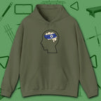 Rack Obsessed Hoodie, in Military Green color, billiards shirt, front view