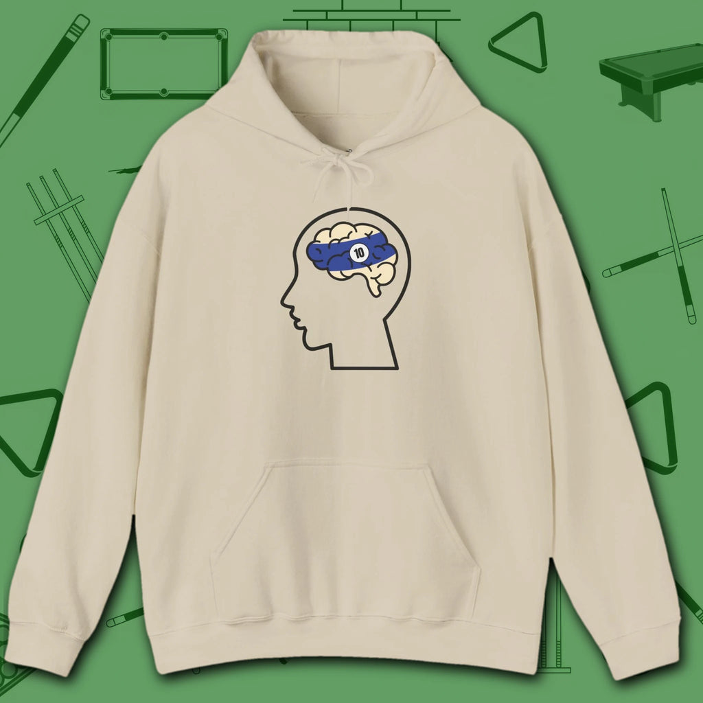Rack Obsessed Hoodie, in Sand color, billiards shirt, front view