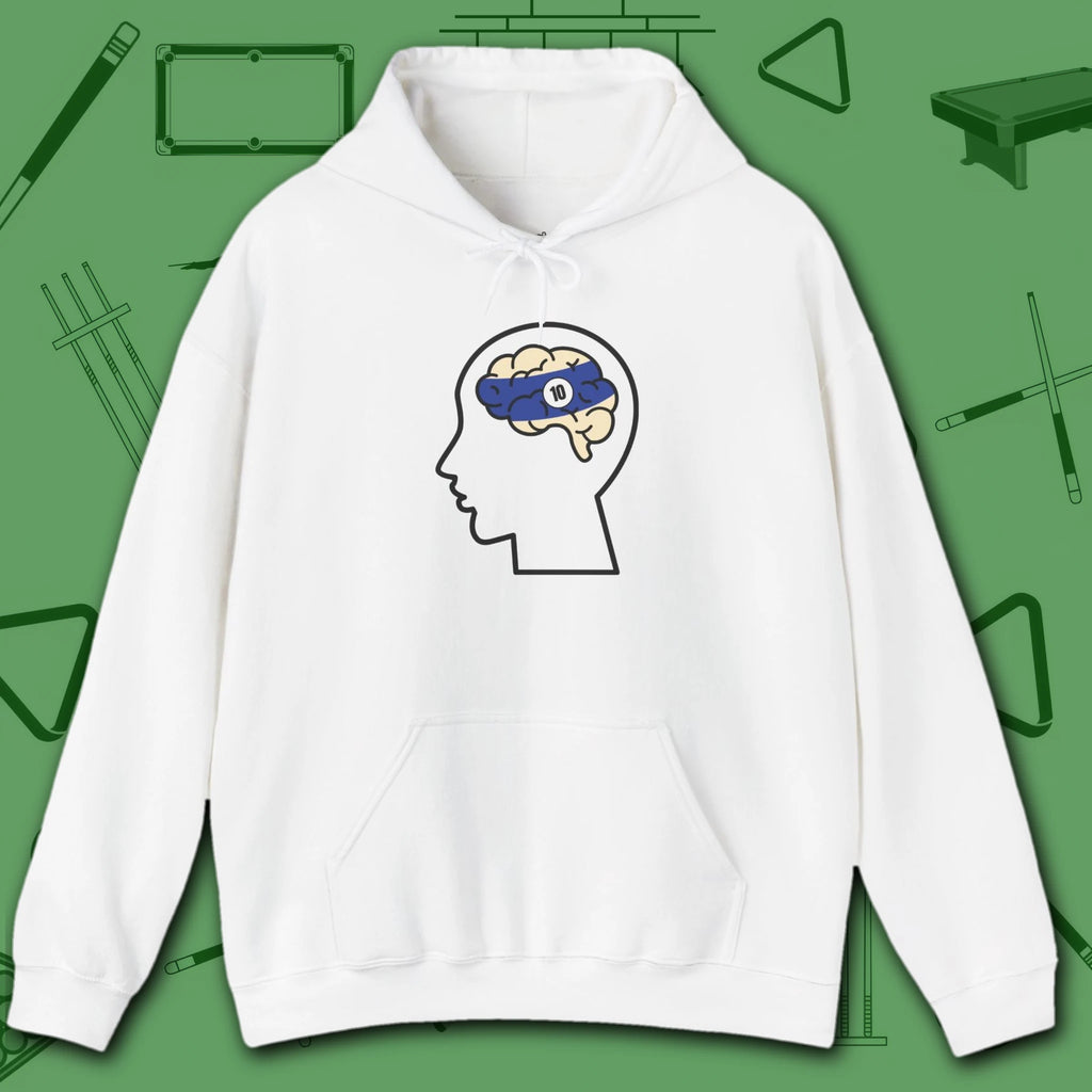 Rack Obsessed Hoodie, in White color, billiards shirt, front view