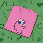 Rack Obsessed T-Shirt, in Azalea color, billiards shirt, folded view