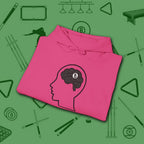 Rack Obsessed Hoodie, in Heliconia color, billiards shirt, folded view