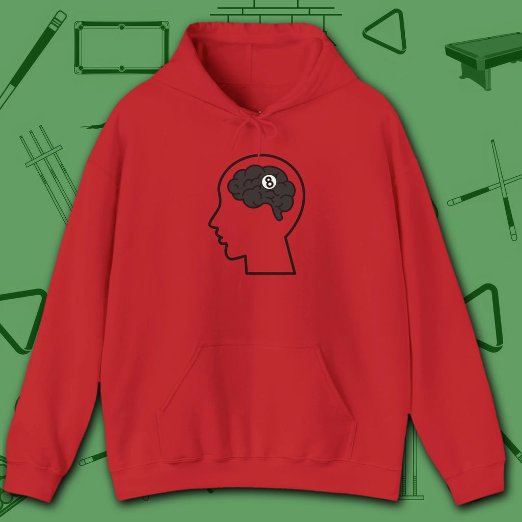 Rack Obsessed Hoodie, in Red color, billiards shirt, front view