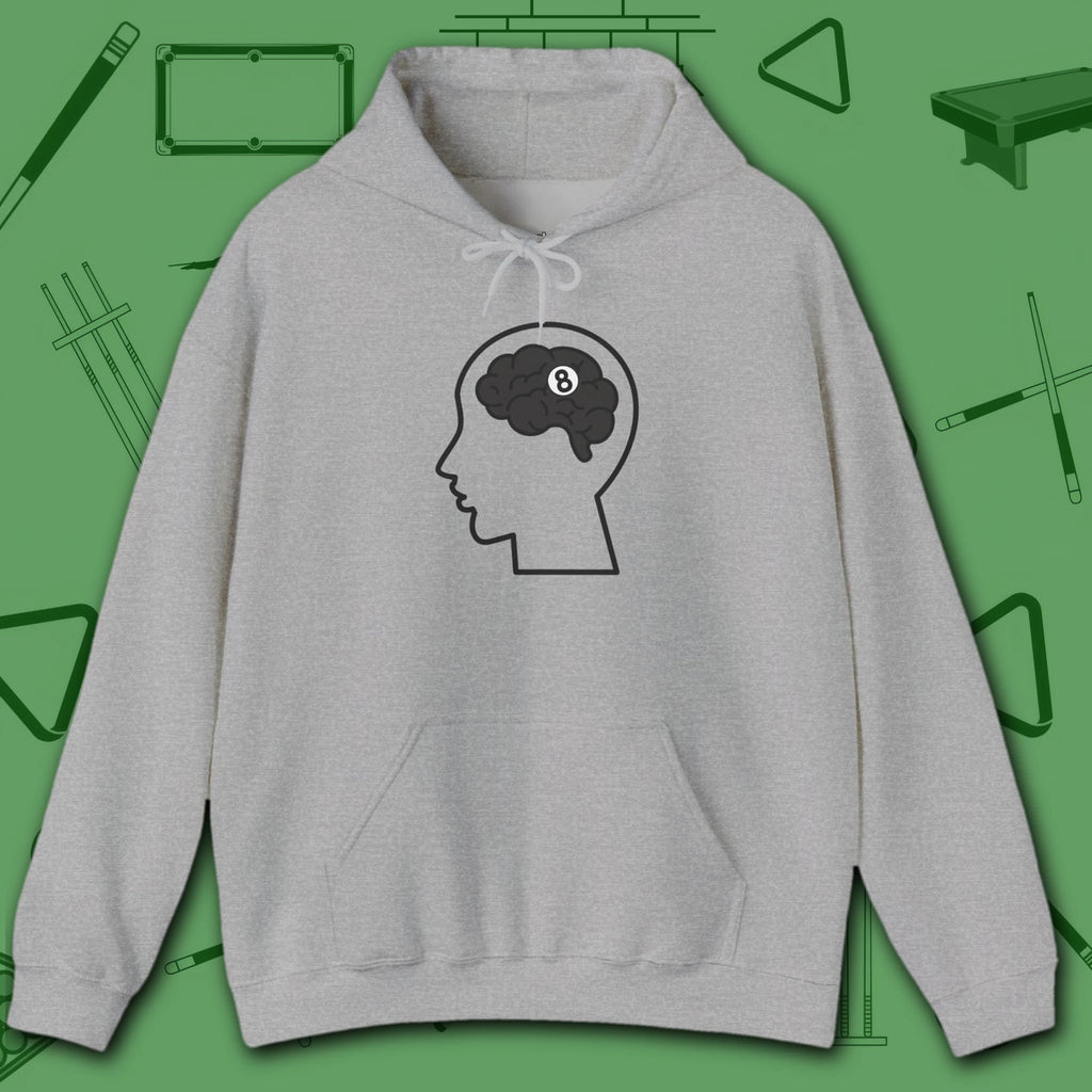 Rack Obsessed Hoodie, in Sport Grey color, billiards shirt, front view