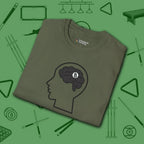 Rack Obsessed T-Shirt, in Military Green color, billiards shirt, folded view
