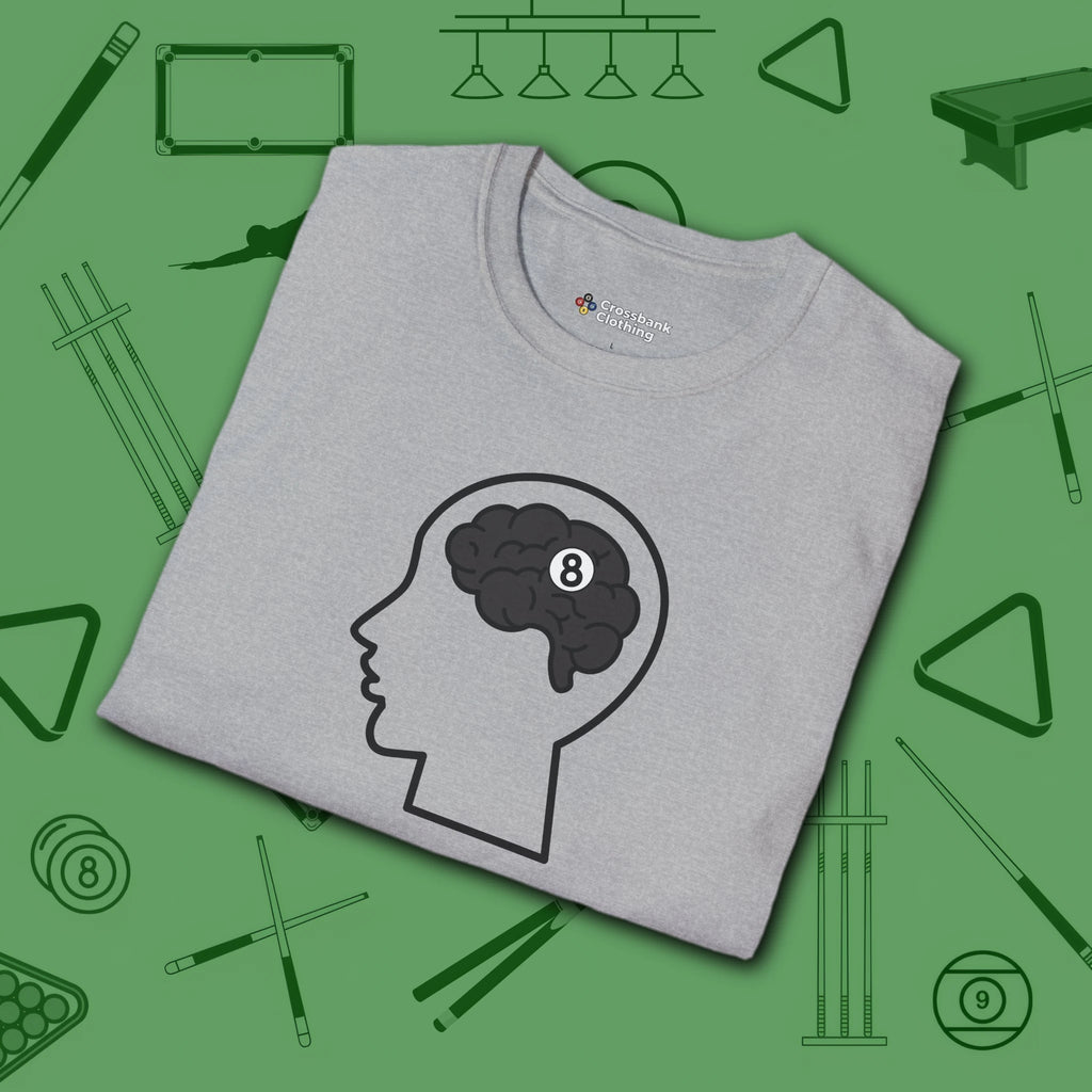 Rack Obsessed T-Shirt, in Sport Grey color, billiards shirt, folded view