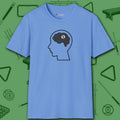 Rack Obsessed T-Shirt, in Carolina Blue color, billiards shirt, front view