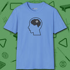 Rack Obsessed T-Shirt, in Carolina Blue color, billiards shirt, front view
