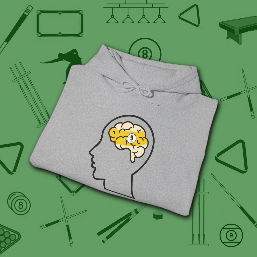 Rack Obsessed Hoodie, in Sport Grey color, billiards shirt, folded view