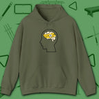 Rack Obsessed Hoodie, in Military Green color, billiards shirt, front view
