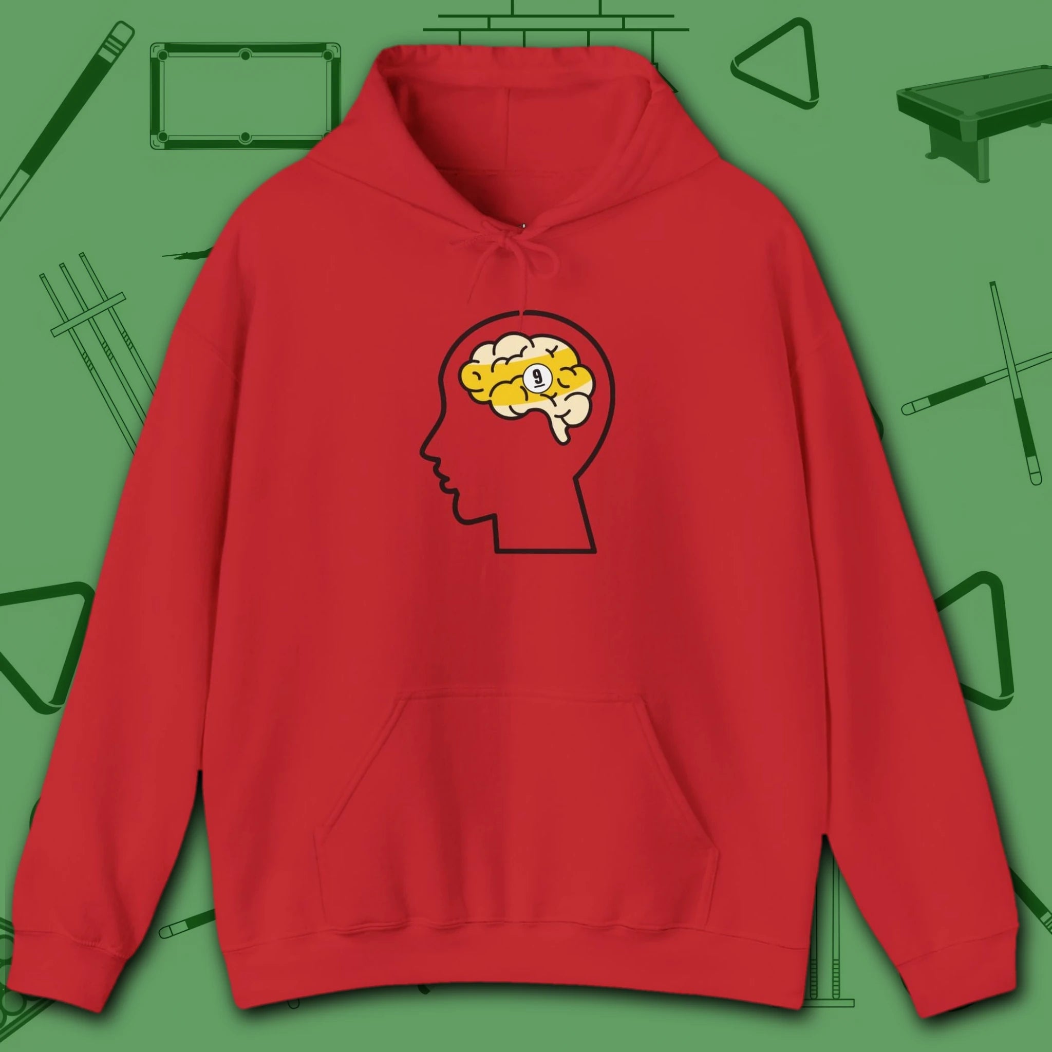 Rack Obsessed Hoodie, in Red color, billiards shirt, front view
