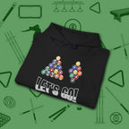 Racked and Ready Let's Go Hoodie, in Black color, billiards hoodie, folded view