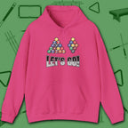 Racked and Ready Let's Go Hoodie, in Heliconia color, billiards hoodie, front view