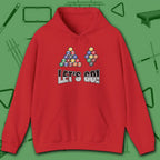 Racked and Ready Let's Go Hoodie, in Red color, billiards hoodie, front view