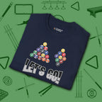 Racked and Ready Let's Go T-Shirt, in Navy color, billiards shirt, folded view