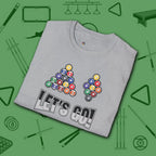 Racked and Ready Let's Go T-Shirt, in Sport Grey color, billiards shirt, folded view