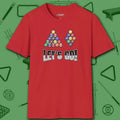 Racked and Ready Let's Go T-Shirt, in Red color, billiards shirt, front view