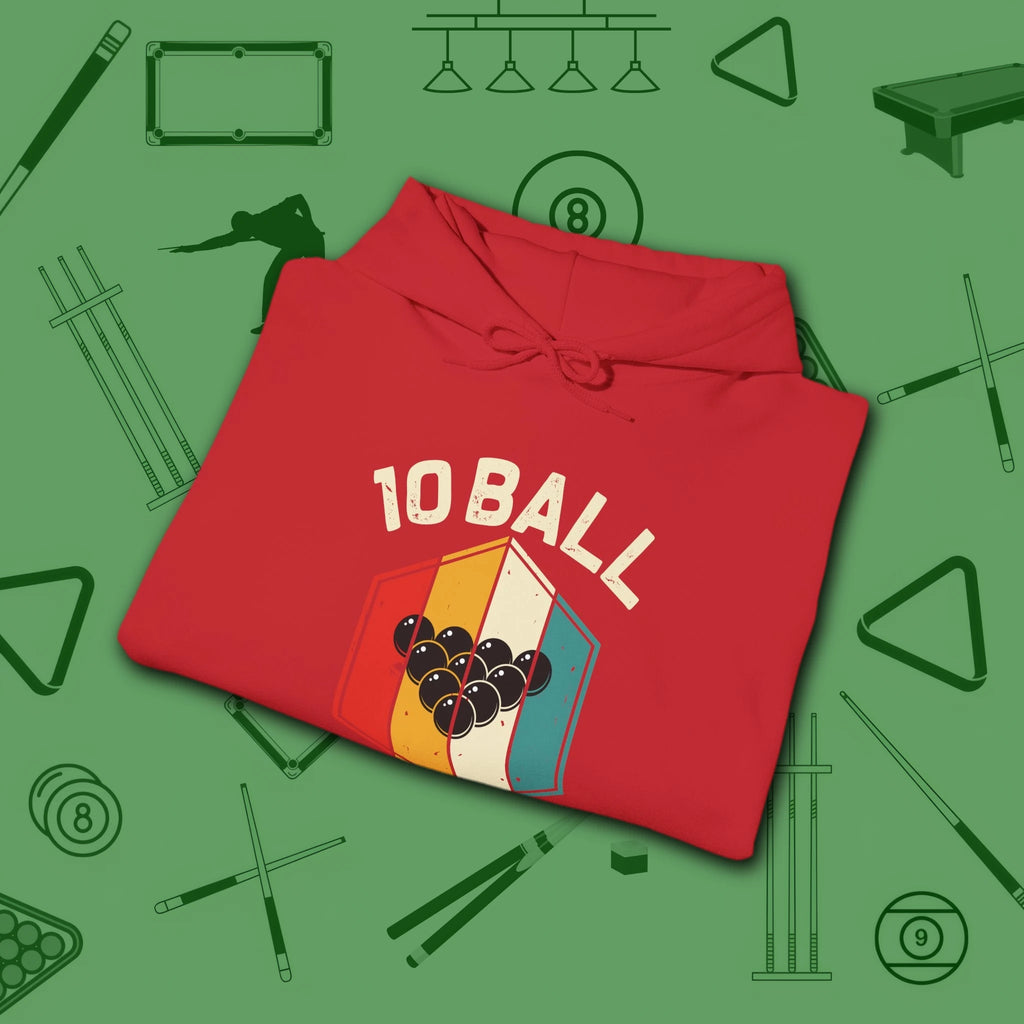 Retro Vibes Hoodie, in Red color, billiards shirt, folded view